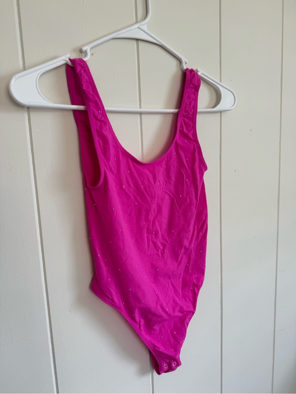 ANWND Hot Pink Gemstone Studded Bodysuit M/L